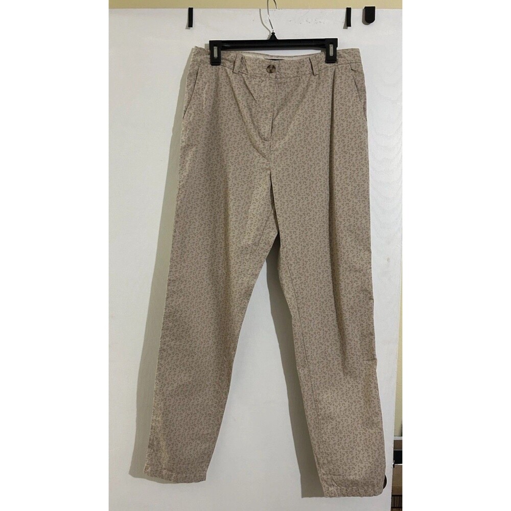 M&S Collection Women's 12 Beige Preppy Pleated Front Pants Pockets Button